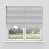 Foiresoft No Tools Pleated Fabric Shades, Temporary Window Blinds, No Drilling Self Adhesive Blinds, Easy to Cut and Install, Trim at Home, Cordless Blackout White, 35in X 70in, 1Pack