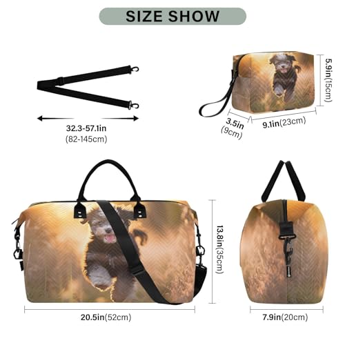 Large Travel Duffel Bag, Dog and Sunshine Sports Tote Gym Bag, Shoulder Weekender Overnight Bag for Women Men, Carry On Luggage with Toiletry Bag3