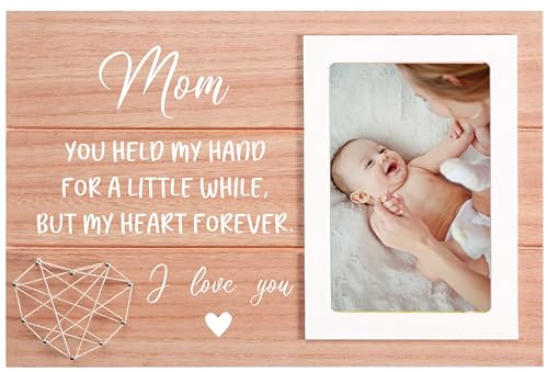 Sioial New Mom Frame Gift - 4x6 Picture Frame - Size 11.81'' W x 7.87'' H - Rustic Wood Frame - 'You Held My Hand for a Little While' Pattern - Perfect for Grandparents Day, New Year, Retirement