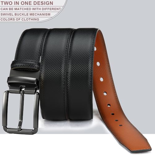 Image of DOOPAI Reversible Leather Belt for Men 1.25 inch - Dual Sided Dress and Casual Belt, Trim to Fit, 2 Styles in One Belt