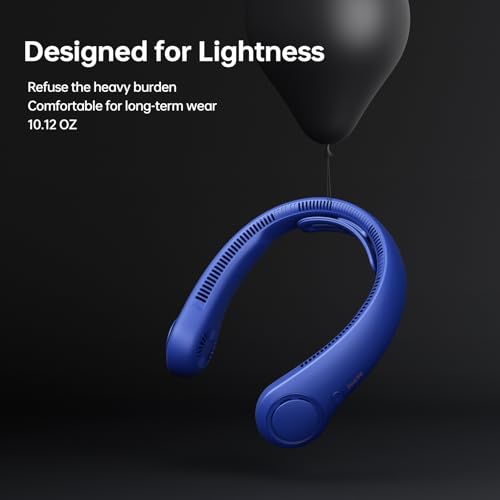 Image of JISULIFE Portable Neck Fan Upgraded: Neckbrace Hands-Free, 5-Speed 6000 mAh | 25H Max Runtime, Personal Wearable Bladeless Rechargeable Fan for Outdoor /Travel /Concerts, Gifts for Women Men - Dark Blue