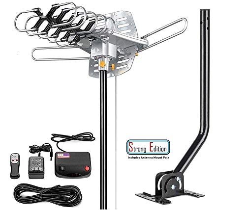 Leadzm Outdoor Amplified Digital HDTV Antenna - 150 Mile Range - Motorized 360Â° Rotation - 40FT Coax Cable - Wireless Remote Control - UHF/VHF 4K 1080P Channels with Mount Pole