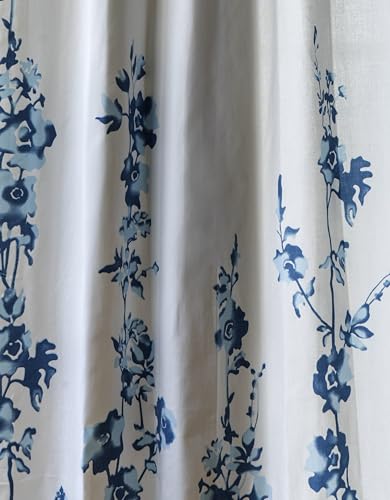 Image of Tranquebar Curtain Co. Window Curtains 5 Feet, 60-65% Room Darkening, Blue Floral Print, Cotton Curtains for Window, Cotton Curtains 5 Feet Long Set of 2, BackTab Loops, Zahra (152 cm) - Set of 2