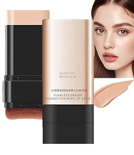 Image of 2 in 1 Korean Luxury Anti-Wrinkle Foundation Stick,Long-Lasting Double Head Foundation Make Up Stick with Brush,Waterproof Concealer & Cream Base Makeup for All Skin Types (Natural, 1 PCS)