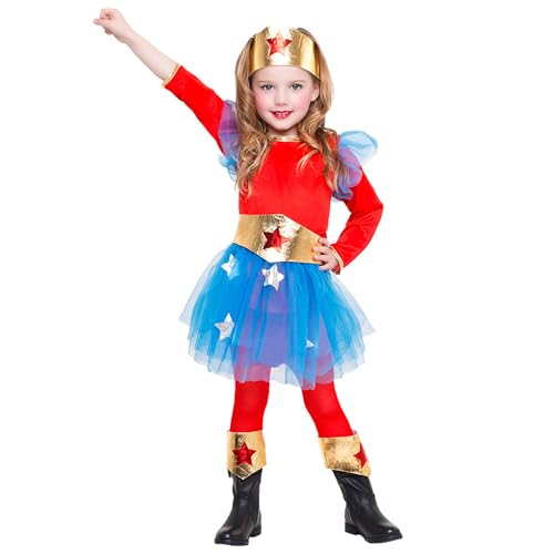 Boland - Costume de super-héros pour enfants, 6 pièces, pour une fête à thème, Halloween ou le carnaval, Miss America