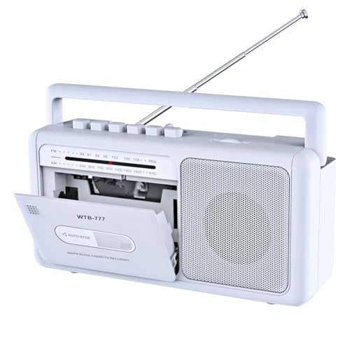 Reproductor de Casete Portátil, Radio estéreo Am/FM con Bluetooth, USB, Conector para Auriculares, Grabador de Casete portátil para casa o al Aire Libre