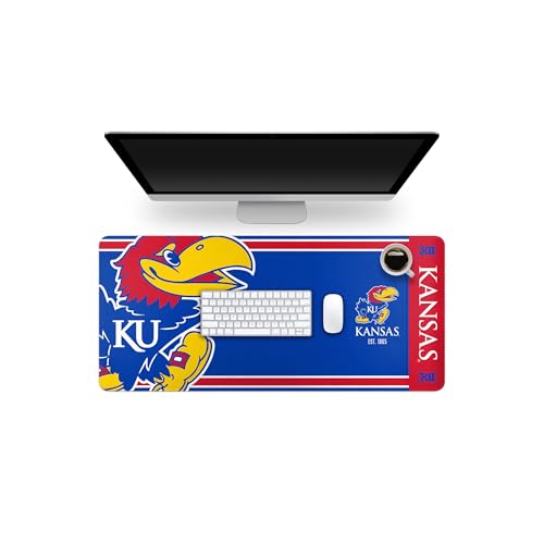 FOCO NCAA Official Established Primary Logo Wordmark Home Office Desk Pad Mouse Pad Mat 35" x 16" (Kansas Jayhawks, Kansas Jayhawks)