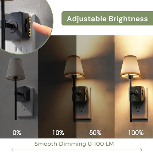 Image of L LOHAS LED Night Light, 2 Pack Night Lights Plug Into Wall with 0-100 LM Dimmable, Premium Fabric Linen Shade Plug in Night Light, 3000K Warm LED Wall Night Light Bedroom, Living Room, Decor