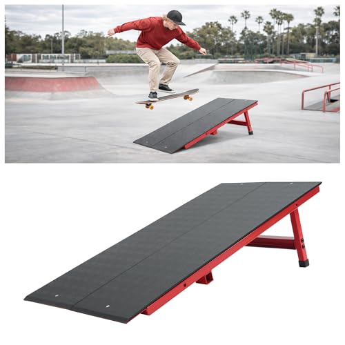 Gelacie 39.53In Skate Grind Rail - Portable Skateboard Rail for Grinding, Ideal for Skateboarders, BMX, Scooters & More, 300lbs Powder-Coated Steel Red Black