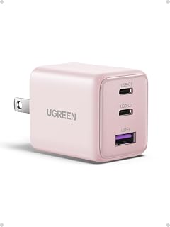 UGREEN 30W GAN Cargador Tipo USB C con 3 Puertos, Cubo de Carga Rápido Pared para Celular, 2C1A Compatible con Galaxy S25/S24, iPhone 17 16 15 Pro MAX, Macbook Air, iPad Pro,Rosa