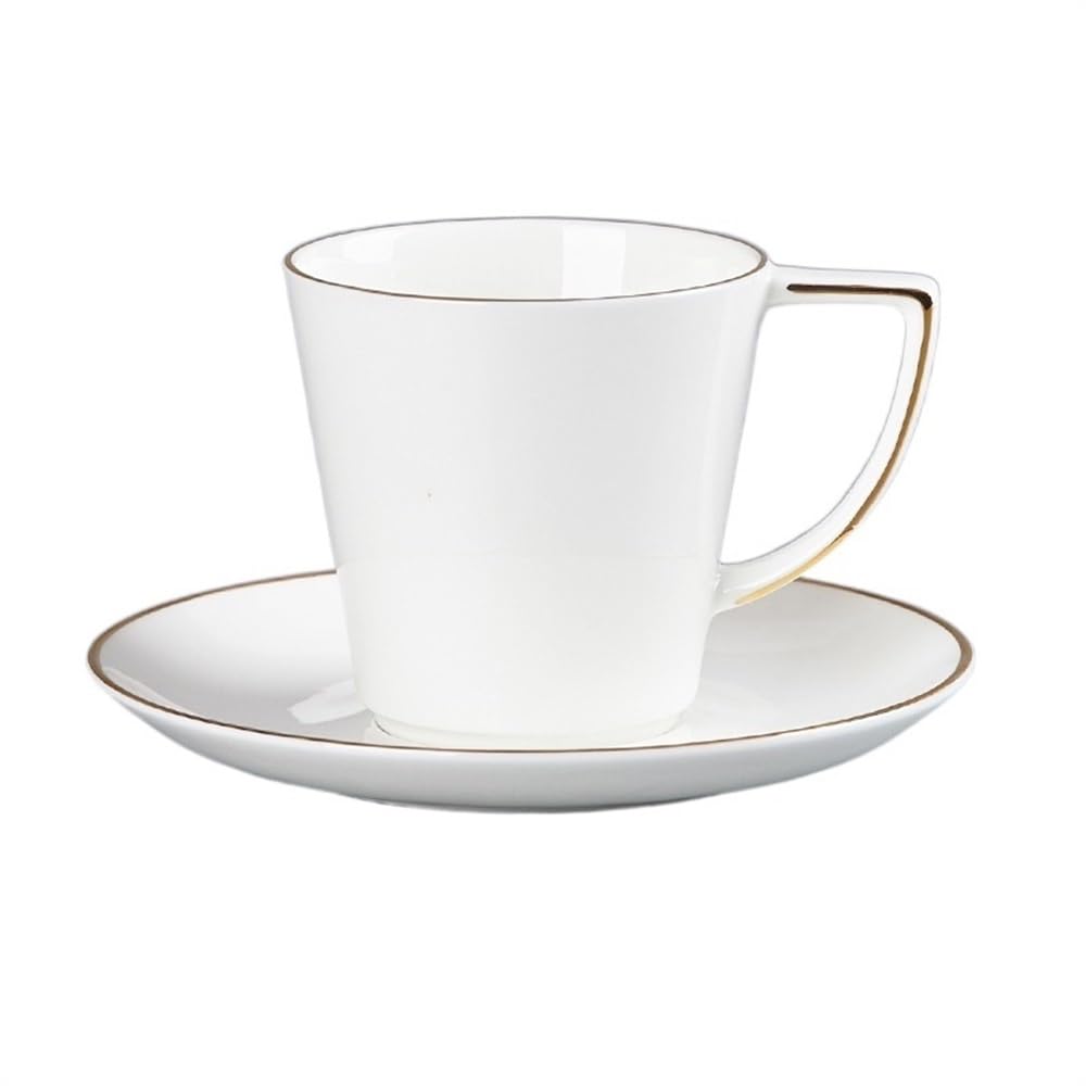 Zestaw do kawy Kubek do kawy i spodek ze złotym brzegiem o dużej pojemności Kreatywny design Popołudniowe filiżanki do herbaty Lekkie luksusowe szklanki angielska porcelana (styl E)