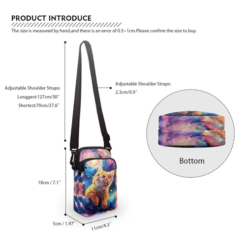 Image of Xpyiqun Cat Purse Crossbody Cell Phone Bag for Women Wallet Shoulder Handbag Galaxy Starry Canvas Messenger Bags Small Cross Body Pouch Zipper Roomy Pockets Travel Organizer Sling Satchel