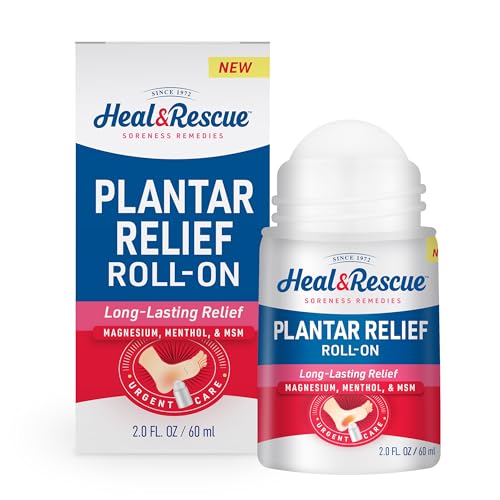 Heal&Rescue Plantar Fasciitis Roll-On Epsom Salt MSM & Menthol for Sore Heel & Arch Relief Mess-Free Application No Foot Bath Needed