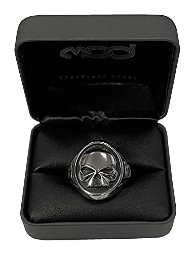 Harley-Davidson Men's Willie G Skull Stainless Steel Metal Ring - Silver/Black4