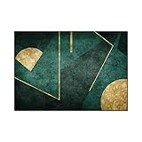 Moderne Groß flächiger Rug Wohnzimmer Teppich Schlafzimmer Teppich Smaragdgrüne einfache goldene Geometrie 200 x 300 cm (6'6''x9'8'')