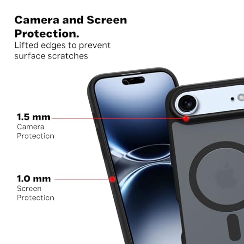 Image of RIGGEAR Shockproof Sleek Hybrid Armor Magnetic Back Cover Case Compatible with MagSafe Accessories for iPhone Air /iPhone 17 Air (Smoke Black Matte PC + TPU Black Bumper)