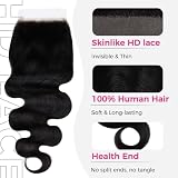 Lashey 5 x 5 HD zamknięcie koronkowe, naturalne czarne zamknięcie HD Closure wstępnie wybielone węzły, wstępnie oskubana linia włosów, fala ciała, prawdziwe włosy, 30 cm