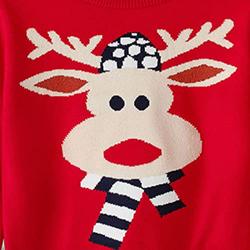 Toddler Boys Girls Xmas Sweater Long Sleeve Reindeer Print Crewneck Cute Pullover Top Winter Warm Sweatshirt4