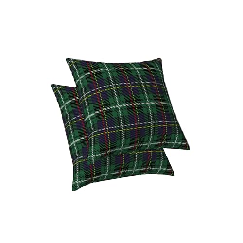 ggaimwf Tartan Housse Coussin 45x45cm Coussins à thème écossais Oreillers à Carreaux Vert Ferme Housses de Coussin Coussin de canapé Style Maison de Campagne Lot de 2