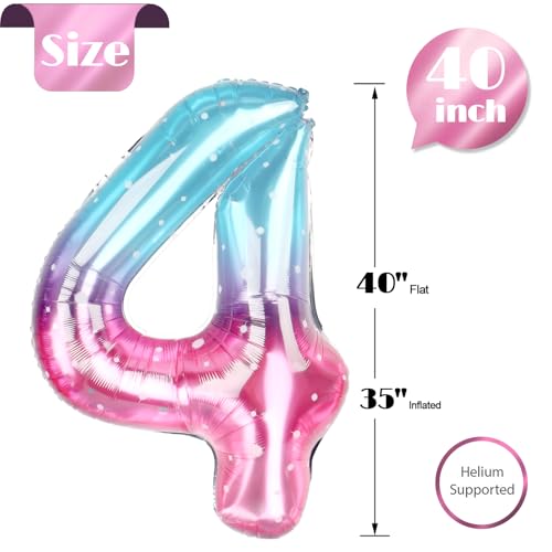 Image of Starry Sky Number 4 Balloon 40 Inch, 4th Birthday Party Decorations, Giant 4 Foil Balloon for Party Supplies