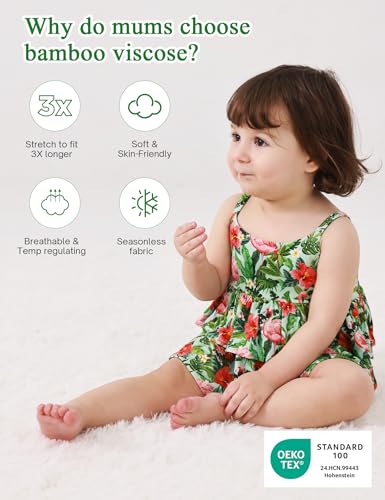 Bamboo Viscose Baby Girl Romper Dress Sleeveless Smocked Baby Girl Summer Outfit Multi-Layer Infant Dress4