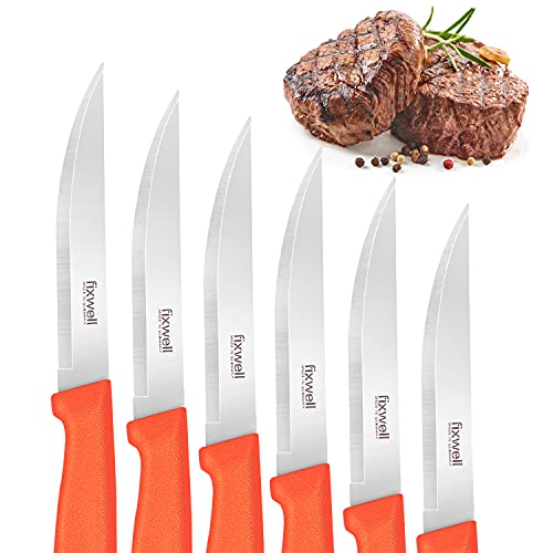Fixwell® - Cuchillo de carne muy afilado, ideal para la mesa de comedor y carne a la parrilla, muy duradero, inoxidable, apto para lavavajillas y apto para alimentos, 100% fabricado en Alemania desde