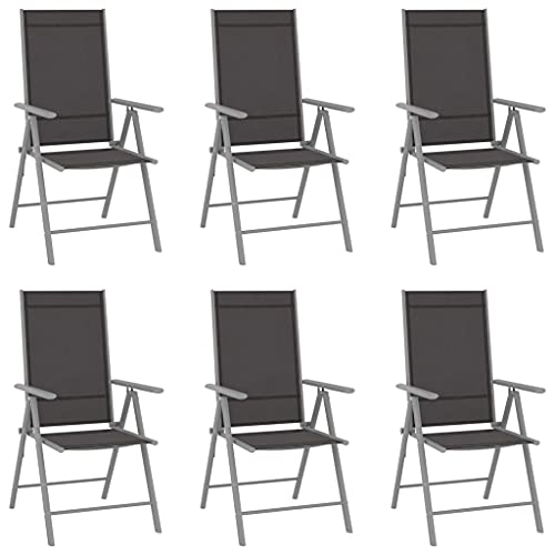 Lauuoeriau Furniture Item Home - Sillas de jardín plegables (6 unidades, textileno), color negro