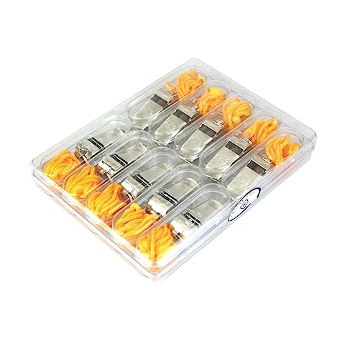 Mikikit 10pcs Referee Whistle Set Durable Metal Whistles for Football Soccer Loud Emergency Survival with Keychain for Sports Training Events