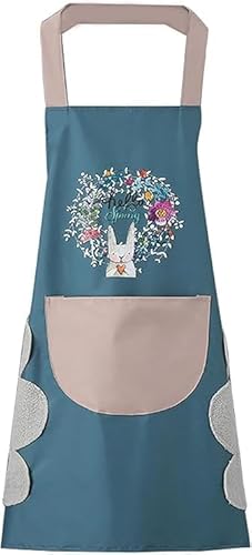 HOMVERA Kitchen Apron with Front Pocket and Side Hand Wipe Panels, Printed Design, Neck Strap Style