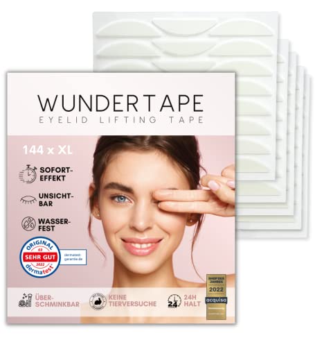 WUNDERTAPE Schlupflider Stripes Schlupflid Tape Streifen zum Augenlid-Lifting ohne OP (wasserfest, unsichtbar,24h halt, eyelid tape) Augenlid stripes unsichtbar (144 x XL)