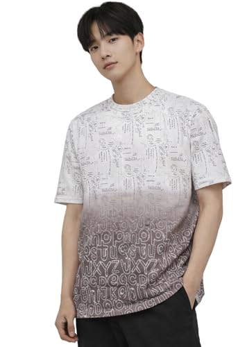 Image of London Hills Men's Cotton Printed Ombre Gradient T-Shirt | Loose Fit Casual Wear | Short Sleeve Crew Neck | Soft Breathable Fabric for Daily & Streetwear Use