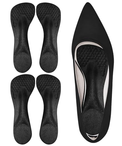Image of 3 /4 High Heel Cushion Insoles, Self-Adhesive Arch Support Inserts for Flat Feet and Arch Pain Relief, Gel Shoe Inserts for Sandal, Flats and High Heels (2 Pairs, Black, Women's 5-8.5)