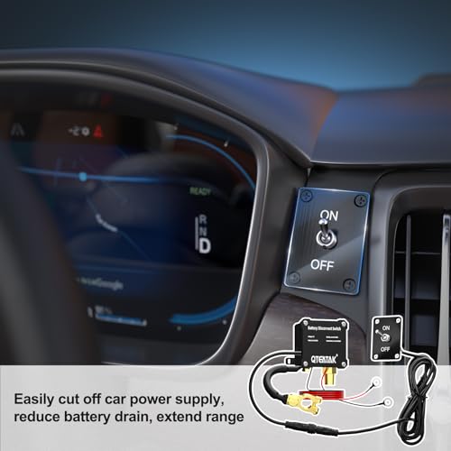 Image of 12V 250A Battery Disconnect Switch Kill Switch | 15A 250VAC ON /Off Toggle Switch with Panel for Car Truck RV, 9.84 FT Cable, to Prevent Battery Drain, Pre-Wired