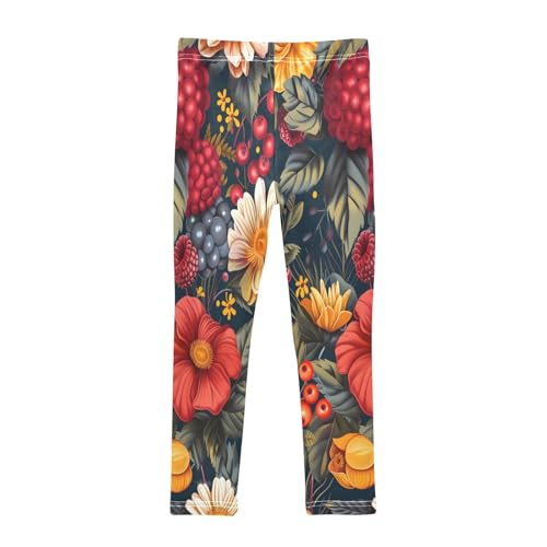 Bolaz Toddler Girls Leggings Printed Yoga Pants Leggings Rosehip Fruits Tea Leaves for Kids2