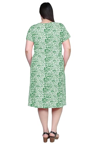 Image of LA CERA Women's Cotton Sun Dresses A-Line with Scoop Neck, Short Sleeves, Side Pockets, Floral Patterns, Machine Wash