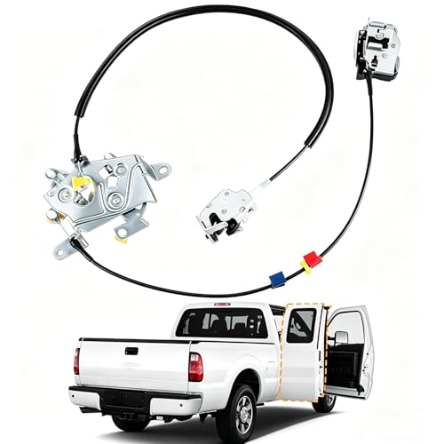 Image of Rear Right Passenger Side Extended Cab Door Lock Latch with Cable Compatible with Ford F250 F350 F450 F550 Super Duty 1999-2007 Replace #:6C3Z-28264A00-A