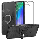 EasyLifeGo for Huawei Y6P 2020 Kickstand Case with Tempered Glass Screen Protector [2 Pieces],...