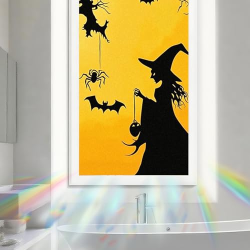 Image of Nuxovilar Halloween Witch Spider Bat Pattern Window Film 17.5x39.3 PVC