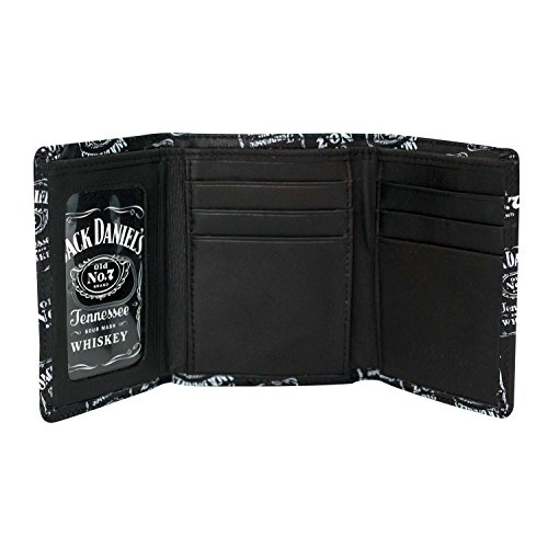 Jack Daniels Signature Label Trifold Wallet - Black Leather2