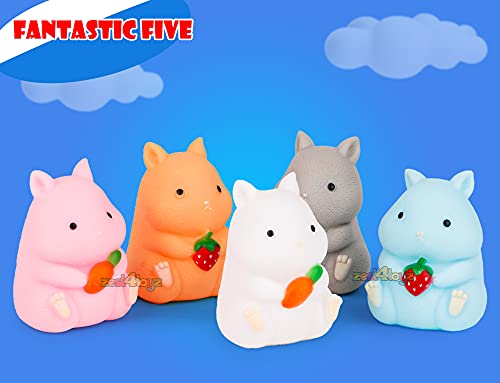 Image of zest 4 toyz Chu Chu Sound Squeezy (Pack of 5 ) Baby Bath Toys for Kids Toddlers Soft Natural Rubber Non-Toxic Animal Shape Bathtub Toys Color
