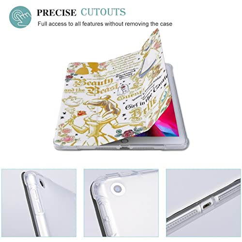 美女と野獣 ベル ipad ケース iPad 9 ケース iPad 9/8/7 ケース おしゃれ iPad 第9/8/7世代ケース 人気 (2021 2020 2019) 10.2インチ かわいい 耐衝撃カバー クリア 軽量 透明 オートスリープ/ウェイク機能対応 キャラクター 傷防止 三つ折りスタンド