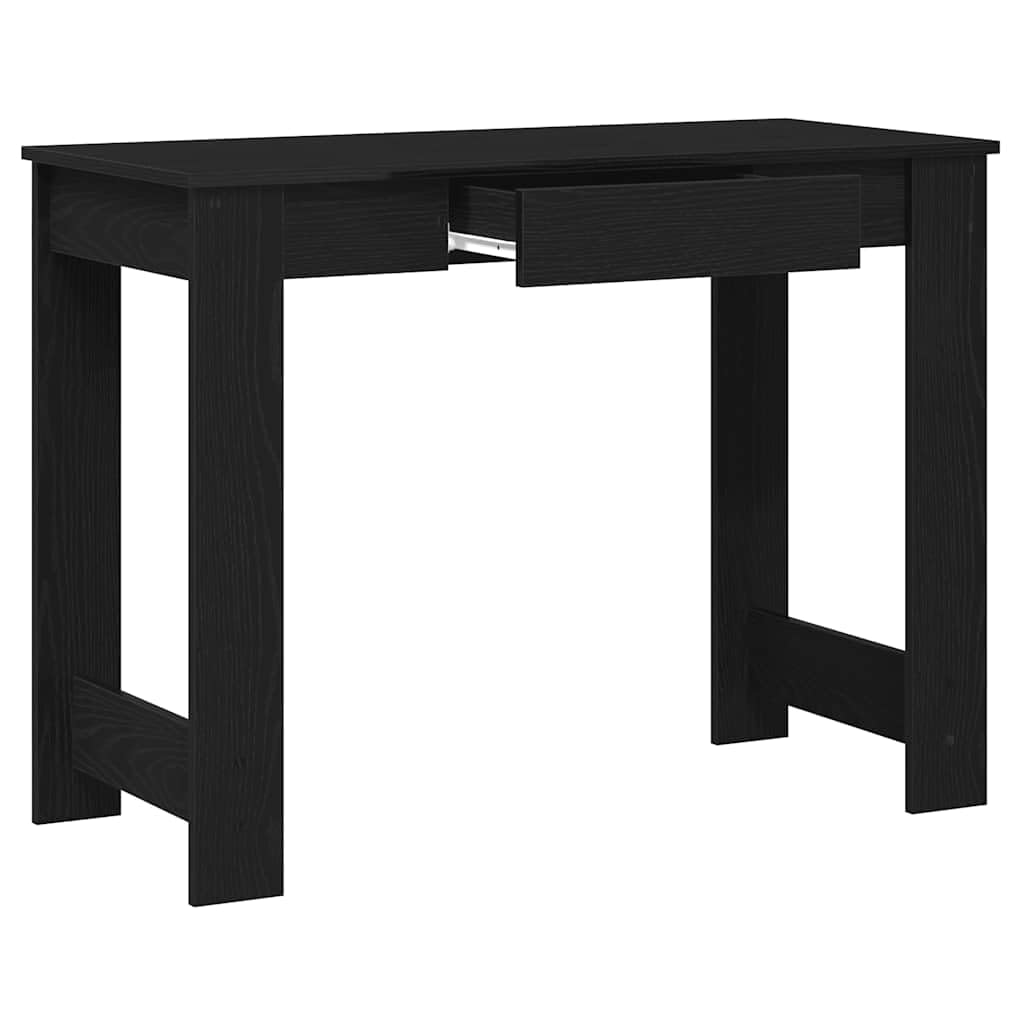 Biurko czarne drewno 100 x 45 x 75 cm z dużą powierzchnią roboczą i miejscem do przechowywania, wszechstronne biurko komputerowe do biura, biura domowego, gabinetu, wyposażenia biura