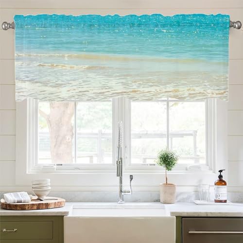 Tolldek Tendine per parabrezza, stile vintage, stile rustico, blu, marino, spiaggia, opaca, confezione da 1 tenda in poliestere, per soggiorno, giovani, camere, ufficio, altezza 45 x larghezza 152 cm