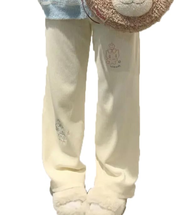 Womens Y2k Corduroy Pants - Harajuku Kawaii Japanese Sweet Cartoon Cute Cat Embroidery Wide Leg Trousers