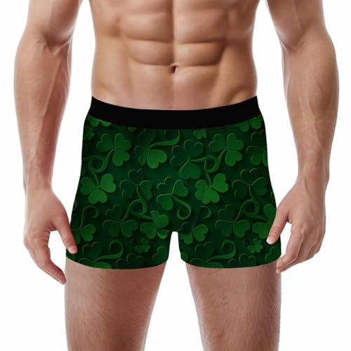 Men's St Patrick's Day Four Leaf Clover Print Underwear Soft & Breathable