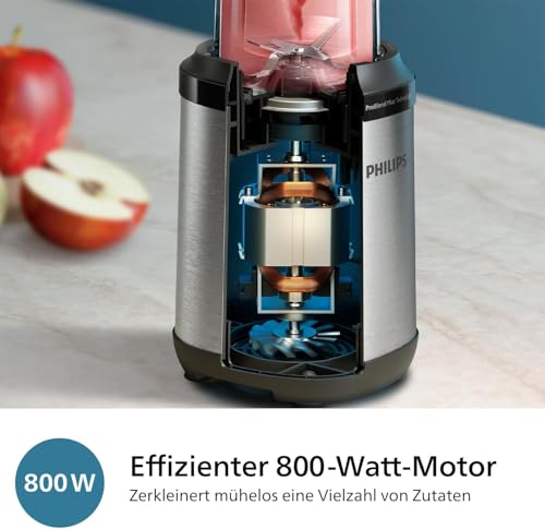 Philips 5000 Series Standmixer - Mini Smoothie Maker, Abnehmbare Klingen, 700ml Becher, ProBlend Plus-Technologie, Leicht zu reinigen, Elegantes, kompaktes Design. 800Watt Leistung. Silber (HR2764/00) 2