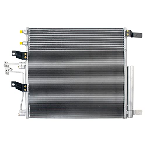 Image of TRQ Air Conditioning A /C Condenser Receiver Drier Aluminum for Ram | for 2011-2018 Ram 1500 2012-2013 Ram 2500 2012-2013 Ram 3500 4.7L V8 5.7L V8 Auto Trans From 5 /31 /11 Production Date with