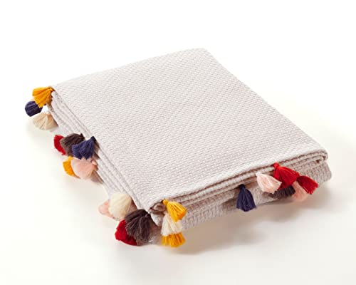 Cotton Blankets Queen Size - Smooth Pique Weave Texture Throw Blanket Perfect For Snuggling In Bed, Sofa And Couch - Soft, Durable, Cozy Blanket Good For Twin Queen Bed (79X95 In. Cream Beige) #TOP25