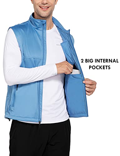 Baleaf Men's Lightweight Golf Vest Sleeveless Softshell Jacket Windproof Outerwear Vest For Travel Running Hiking Light Blue Size Xxl #TOP3