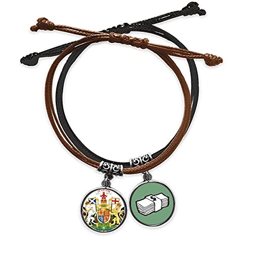 Pulsera de Reino Unido ajustable que no daña la piel hecha de cuero y cuerda suave